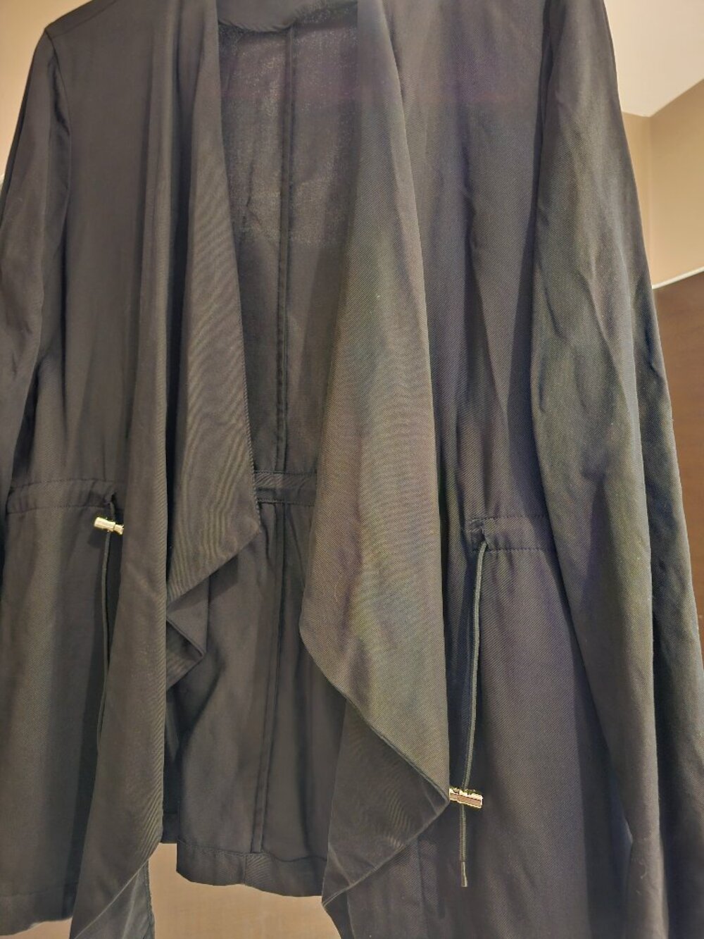 Waterfall front tencel jacket, sz L, adjustable sleeves